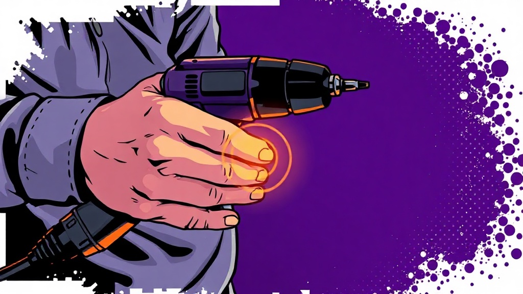 Trades worker holding a vibrating tool with wrist pain — carpal tunnel syndrome